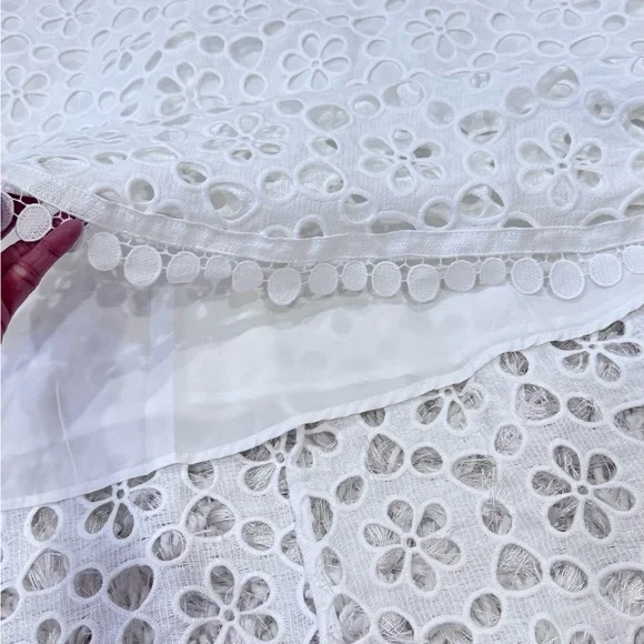 New 🦢 High-End White Embroidered Eyelet V-Neck Dress - Picture 15 of 17